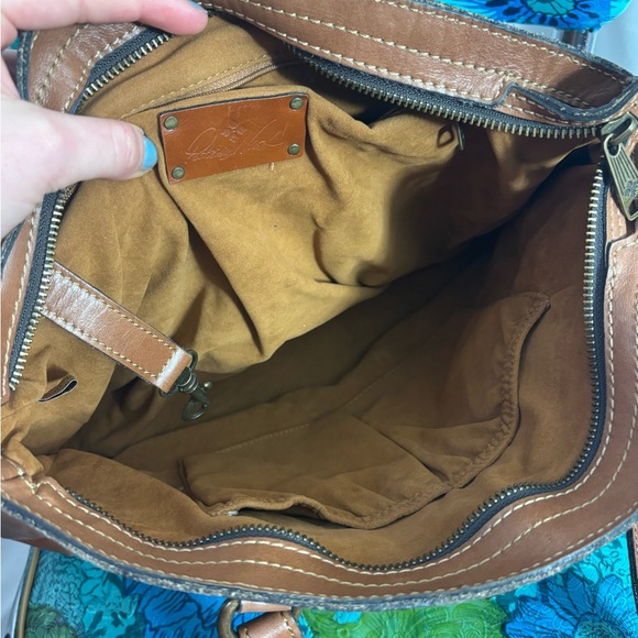 Patricia Nash Poppy Floral Bird Leather Boho Map Tote Bag 14x11x4 - Picture 12 of 14